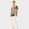 Woman Blouse - Green : Blooming rose