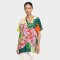 Woman Blouse - Green : Blooming rose