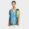 เสื้อตัวหลวมผู้หญิง - สีเหลือง : ลายแอปสแตรคสีฟ้าและสีน้ำตาล