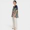 Woman Blouse - Blue : Flower vine with Philodendron