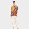 Woman Blouse - Orange : flower sash
