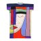 Multicolor Caftan : Woman Face with Multicolor Block