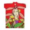 V Neck Kimono Crepe Kaftan - Red : Contour of Her in Tulip Veins on Red