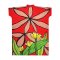 V Neck Kimono Crepe Kaftan - Red : Contour of Her in Tulip Veins on Red