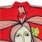 V Neck Kimono Crepe Kaftan - Red : Contour of Her in Tulip Veins on Red