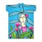 เครปคาฟทาน คอกิโมโน - สีฟ้า : ลายเส้นสายแห่งเธอในกลีบทิวลิปพื้นฟ้า