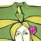 V Neck Kimono Crepe Kaftan - Green : Contour of Her in Tulip Veins on Green