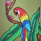 เครปคาฟทาน คอกิโมโน - สีเขียว : ลายนกแก้วมาคอร์ในพฤกษาแห่งสายลม