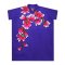 เครปคาฟทาน คอกิโมโน - สีม่วง : ลายกลีบชมพูบนพื้นม่วง