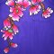 เครปคาฟทาน คอกิโมโน - สีม่วง : ลายกลีบชมพูบนพื้นม่วง