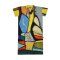 Multicolor Long Tunic Dress :  Abstract multicolor stone blocks