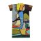 Multicolor Long Tunic Dress :  Abstract multicolor stone blocks