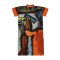 Orange Long Tunic Dress :  Abstract graphics of green, blue and orange.