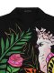 Woman Blouse - Black : Pink cockatoo in the Amazon Forest