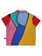 Woman Blouse - Multicolor : Abstract Color Bock and Red Circle.