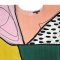 Pink Caftan : Abstract Dots and Lines on a Pink, Yellow, Green Background