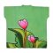 Green blouse : Bright pink tulips