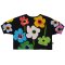 Woman Elastic Sleeve Blouse - White : Multi colored flowers