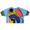 Woman Elastic Sleeve Blouse - Blue : Multi colored shapes