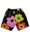 Woman Short Pants - Black : Multi colored flowers