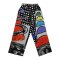 Woman Relax Pants - Black : Black Grid with Multicolor Abstracts