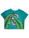 เสื้อครอปผู้หญิง - สีเขียว : ลายนกแก้วบนกิ่งไม้