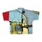 เสื้อคลุมกิโมโน - สีเทา : ลายกรอบแดง กับเส้นกริดอันเงียบงัน