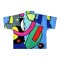 Jacket Kimono Blouse - Blue : Neon Abstract