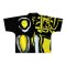 เสื้อคลุมกิโมโน - สีดำ : ลายเหลืองไฟฟ้าบนความเงียบสีดำ