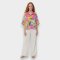 Women Casual  Batwing Blouse - Pink : Floral Rhythm on Pink Canvas