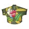 เสื้อปีกค้างคาวผู้หญิง - สีเขียว : ลายหญิงสาวในลายเส้นกับดอกทิวลิปบนพื้นเขียว