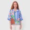 เสื้อปีกค้างคาวผู้หญิง - สีน้ำเงิน : ลายลิลลี่ริ้วสีคราม