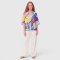 Women Casual  Batwing Blouse - Blue : The Tropical Exotic Bloom