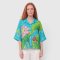 เสื้อปีกค้างคาวผู้หญิง - สีฟ้า : ลายปทุมมาลย์สระแก้ว