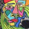 Long Tunic Dress - Black : Multicolor elements on a woman face by picasso