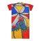 Long Tunic Dress - Multicolor : Woman And Red Rose