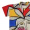 Long Tunic Dress - Multicolor : Woman And Red Rose
