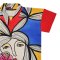 Long Tunic Dress - Multicolor : Woman And Red Rose