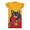 Long Tunic Dress - Yellow : Kitten with colorful roses