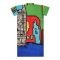 Long Tunic Dress - Green : Abstract with a lucky cat