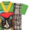 Long Tunic Dress - Green : Abstract with a lucky cat