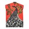 Kaftan Drees Chinese Style - Red : Elegant black peacock on a golden branch