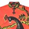 Kaftan Drees Chinese Style - Red : Elegant black peacock on a golden branch