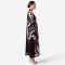 Kaftan Long Sleeve V-Kimono - Black : Heliconia on Monochrome Leaves