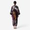 Kaftan Long Sleeve V-Kimono - Black : Heliconia on Monochrome Leaves