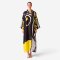 Kaftan Long Sleeve V-Kimono - Black : Circular Brushstroke & Sketched Grid