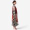 Kaftan Long Sleeve V-Kimono - Black : Swirling Orange & Monochrome Dot Motif