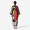 Kaftan Long Sleeve V-Kimono - Black : Swirling Orange & Monochrome Dot Motif