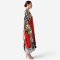 Kaftan Long Sleeve V-Kimono - Red : Abstract Red & Inked Swirls