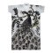 Kaftan Dress - Grey : Elegant black peacock on a golden branch